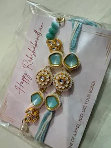 Turquoise Kundan Rakhi — 2