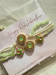 Mint Peacock Kundan Rakhi — 2