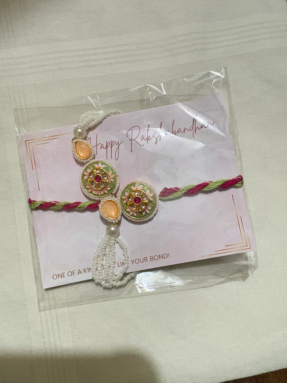 Apricot Kundan Rakhi